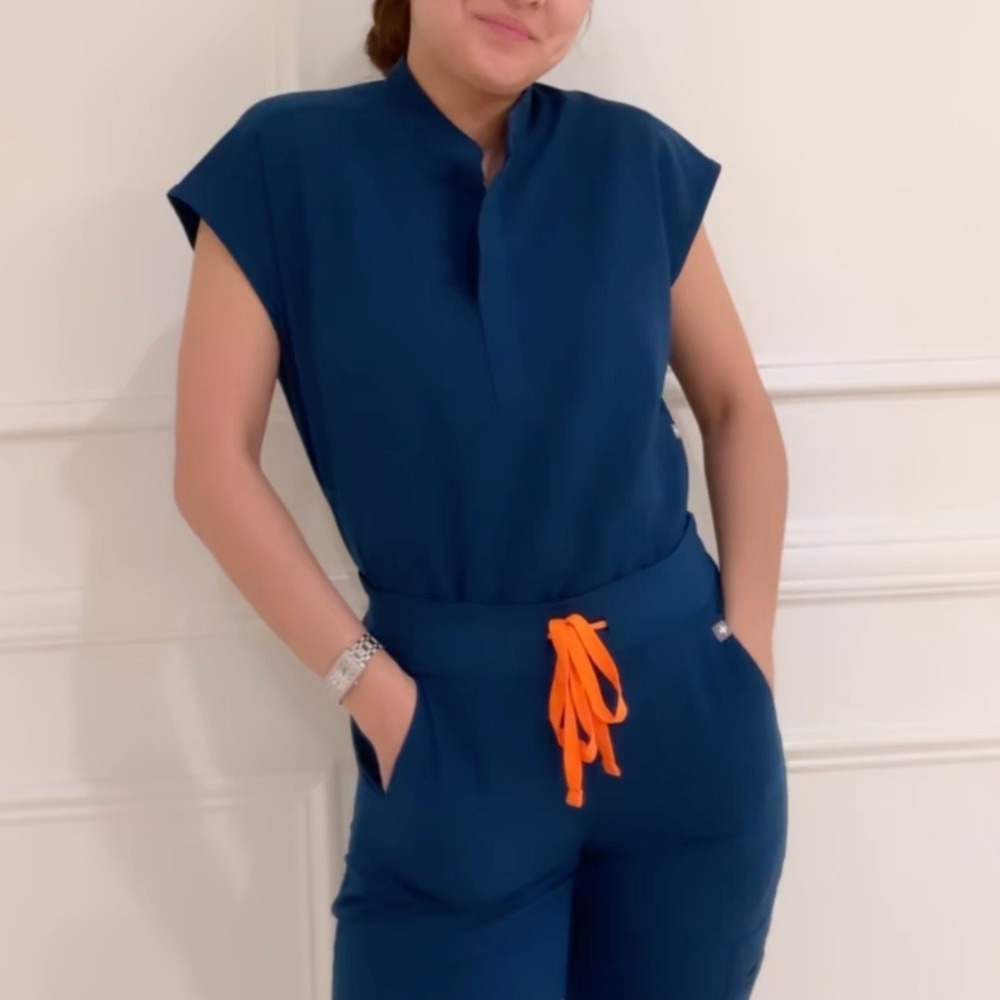 FIGS | Rafaela Oversized Scrub Top in Deep Reef Teal | XXS